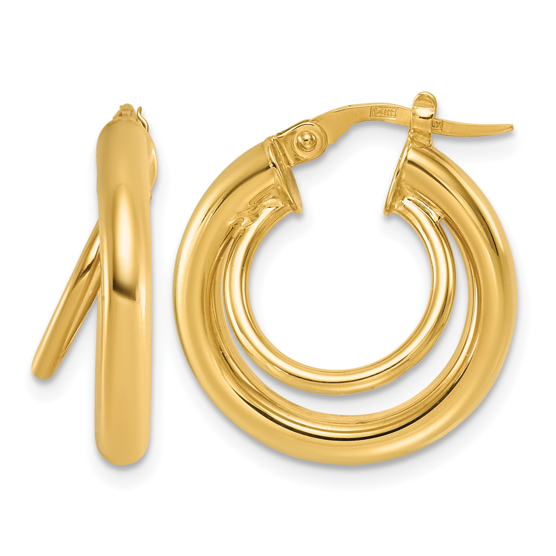14K Yellow Gold Polished Hoop Earrings, 7.5mm Main image