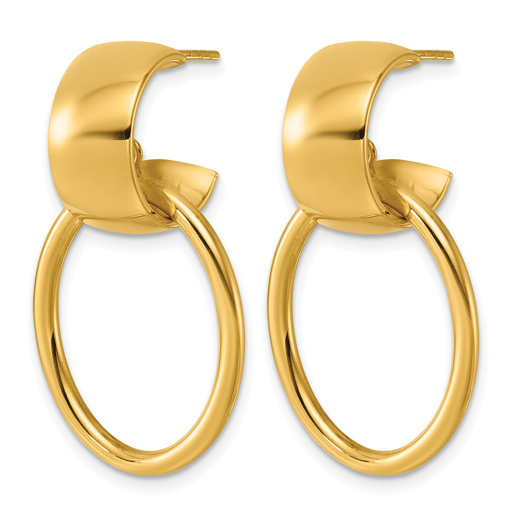 14K Yellow Gold J-Hoop Earrings, 32mm