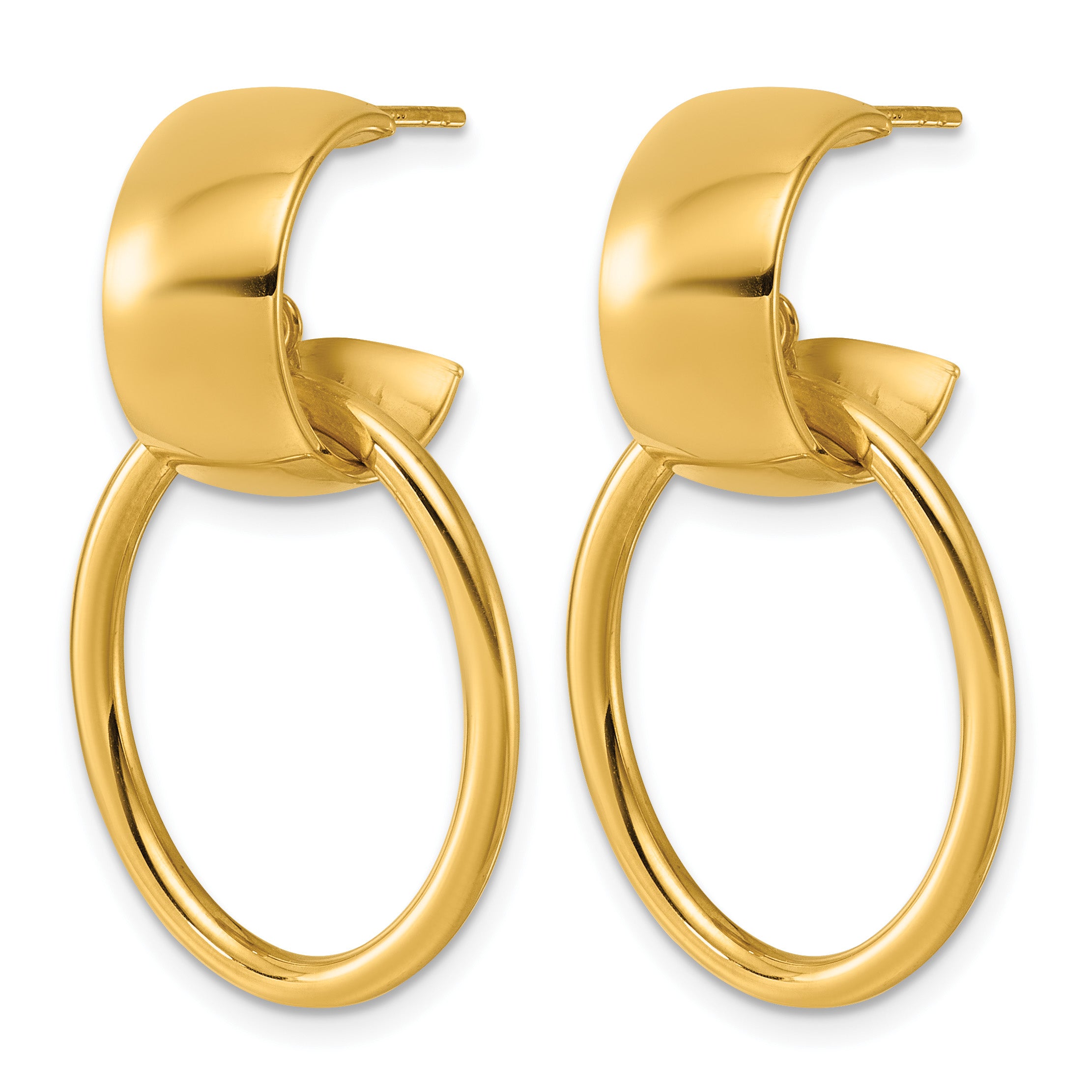 14K Yellow Gold J-Hoop Earrings, 32mm