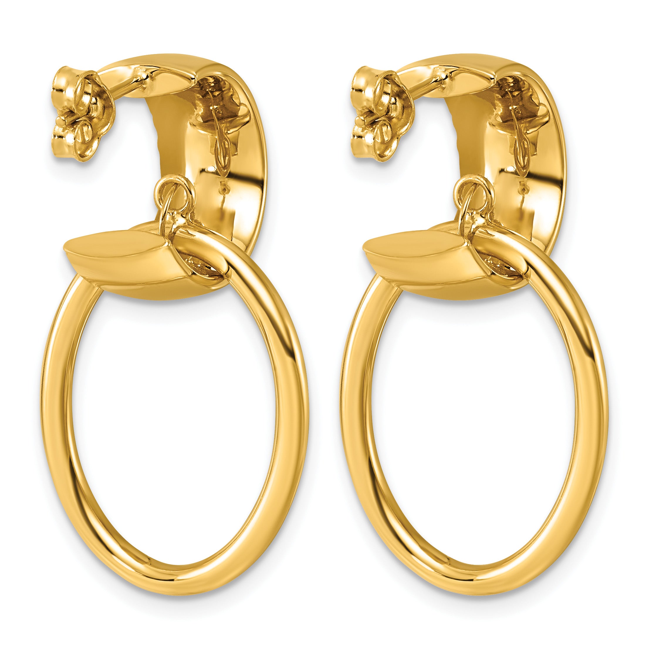 14K Yellow Gold J-Hoop Earrings, 32mm
