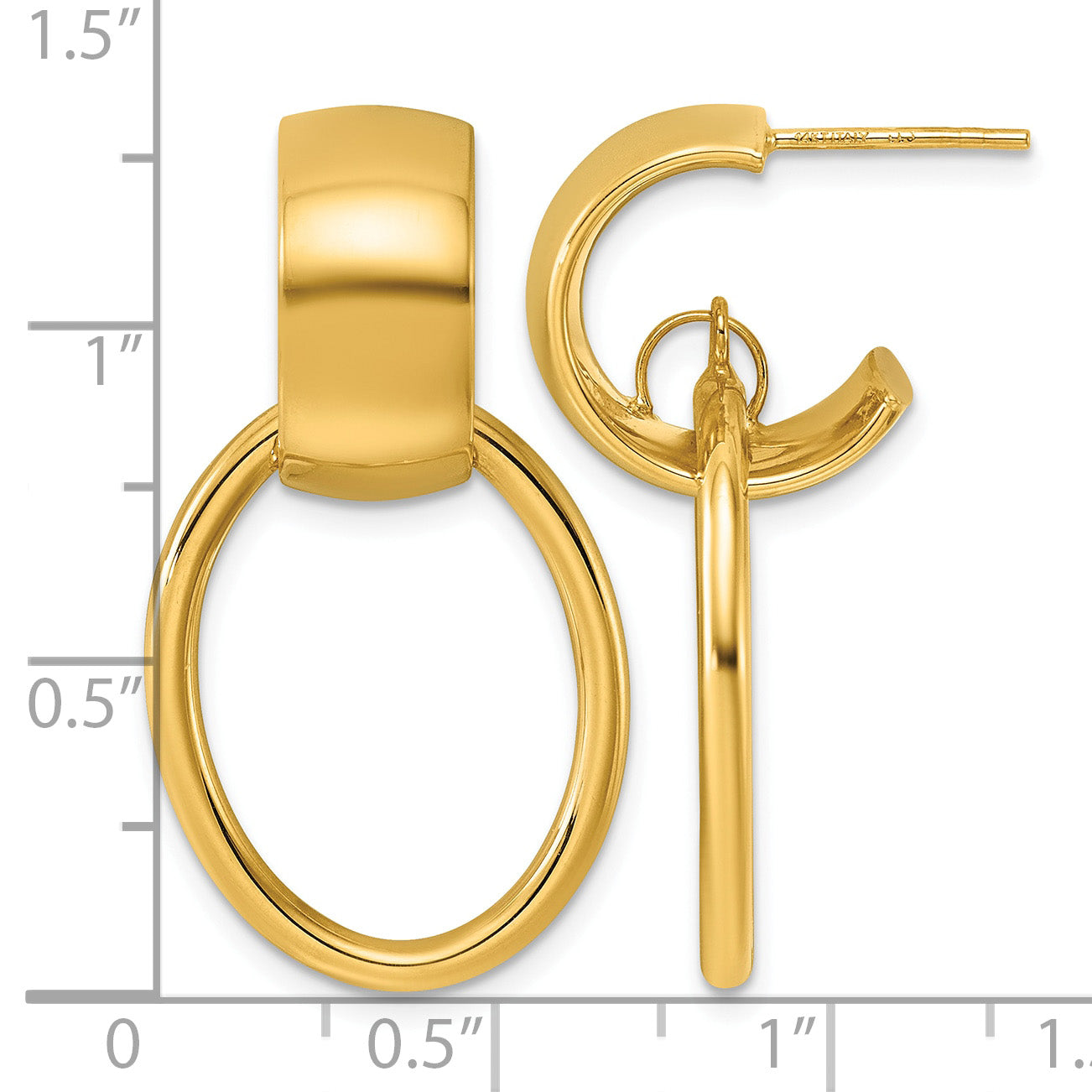 14K Yellow Gold J-Hoop Earrings, 32mm