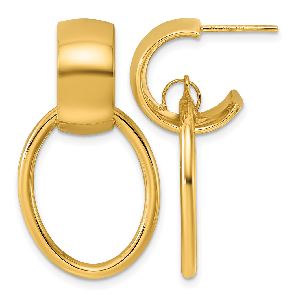 14K Yellow Gold J-Hoop Earrings, 32mm