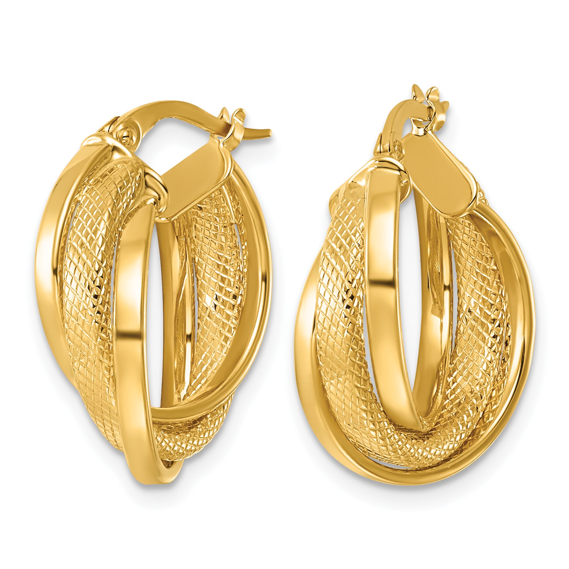 14K Yellow Gold Twisted Hoop Earrings, 7mm Secondary image