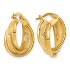 14K Yellow Gold Twisted Hoop Earrings, 7mm