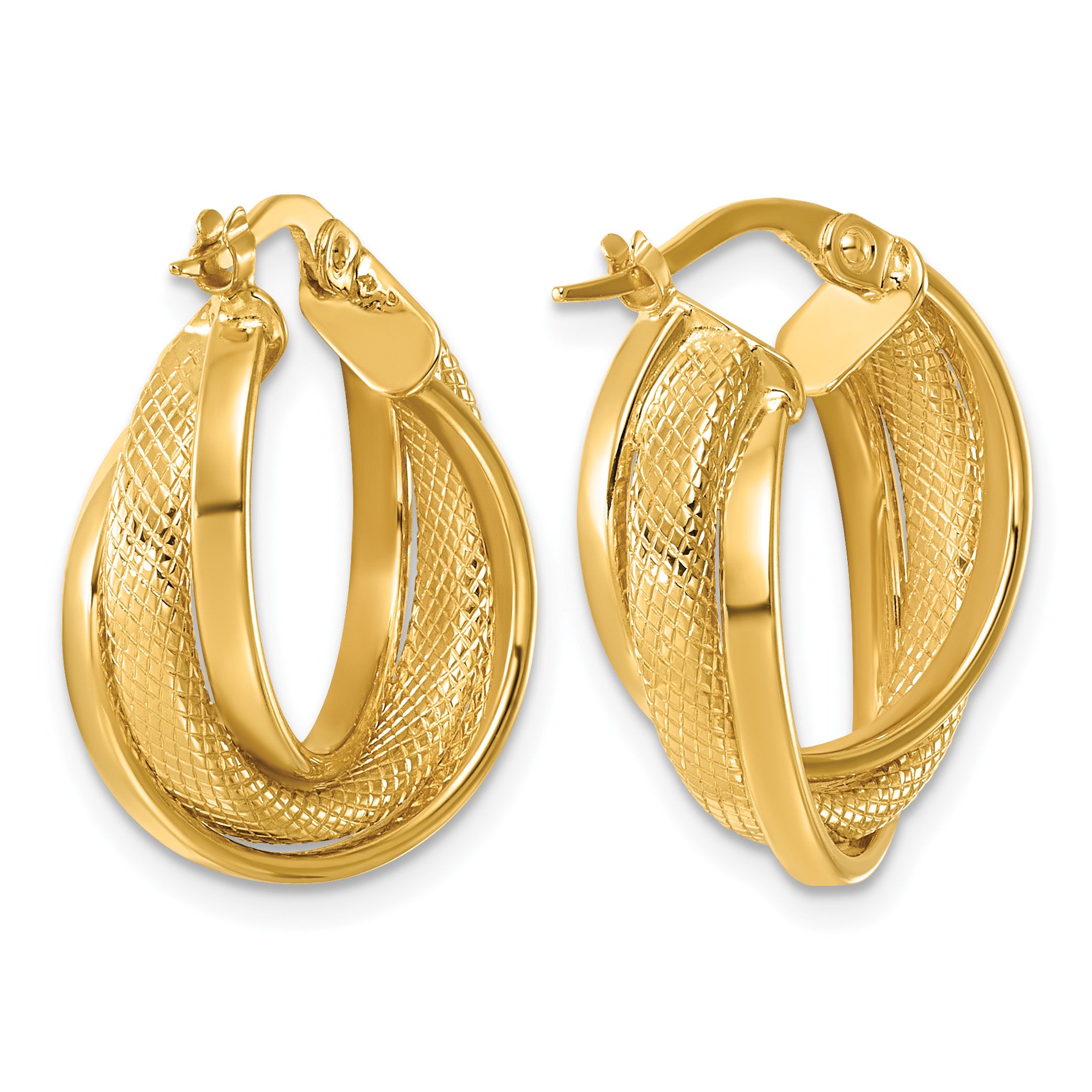 14K Yellow Gold Twisted Hoop Earrings, 7mm