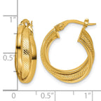 14K Yellow Gold Twisted Hoop Earrings, 7mm