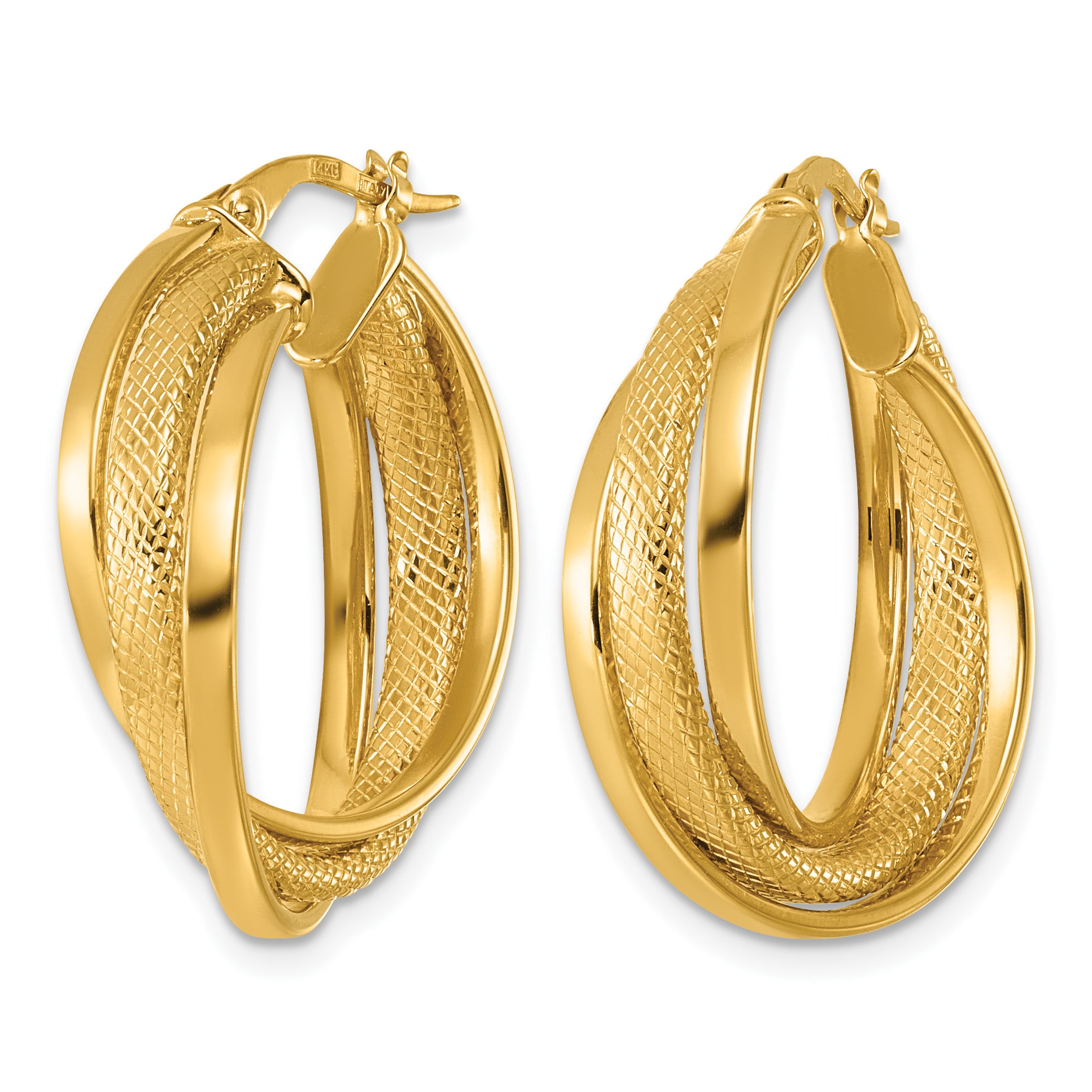14K Yellow Gold Twisted Hoop Earrings, 7.25mm Secondary image