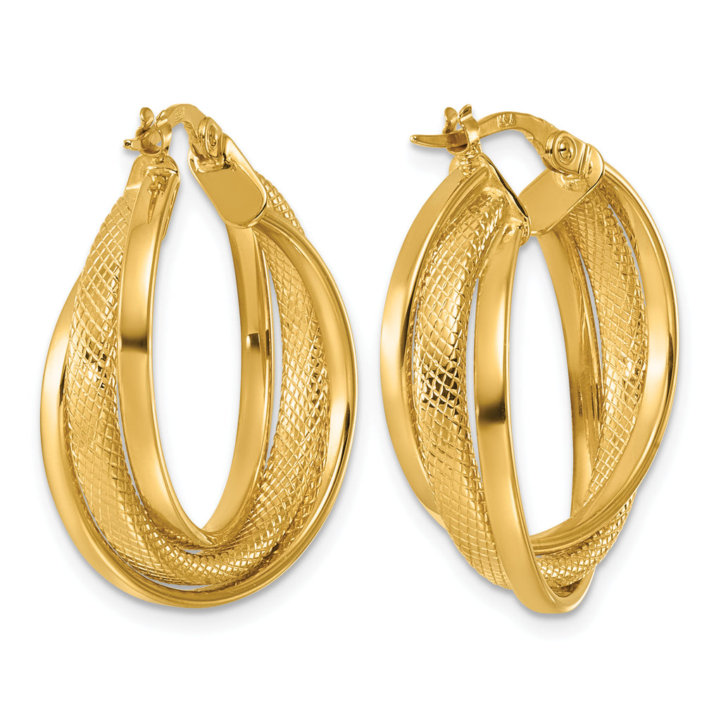 14K Yellow Gold Twisted Hoop Earrings, 7.25mm