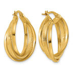 14K Yellow Gold Twisted Hoop Earrings, 7.25mm