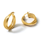 14K Yellow Gold Twisted Hoop Earrings, 7.25mm