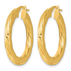14K Yellow Gold Grooved Hoop Earrings, 2.75mm