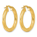 14K Yellow Gold Grooved Hoop Earrings, 2.75mm