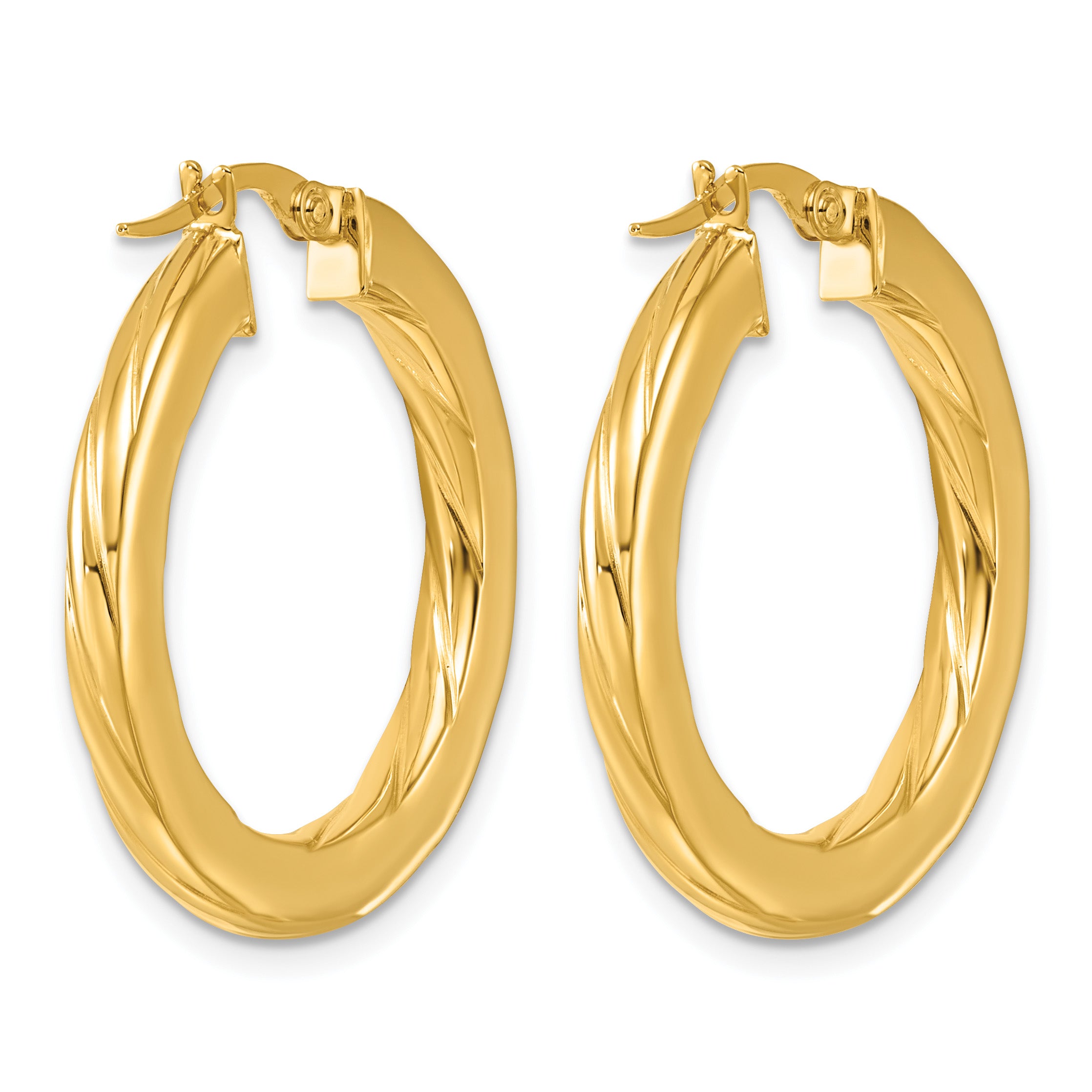 14K Yellow Gold Grooved Hoop Earrings, 2.75mm