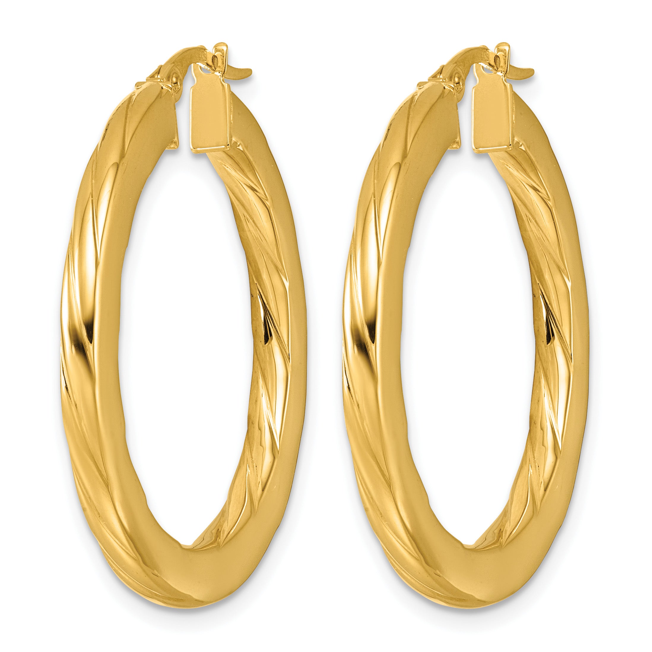 14K Yellow Gold Grooved Hoop Earrings, 2.75mm Secondary image
