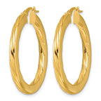14K Yellow Gold Grooved Hoop Earrings, 2.75mm