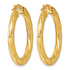 14K Yellow Gold Grooved Hoop Earrings, 2.75mm