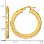 14K Yellow Gold Grooved Hoop Earrings, 2.75mm