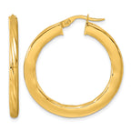 14K Yellow Gold Grooved Hoop Earrings, 2.75mm