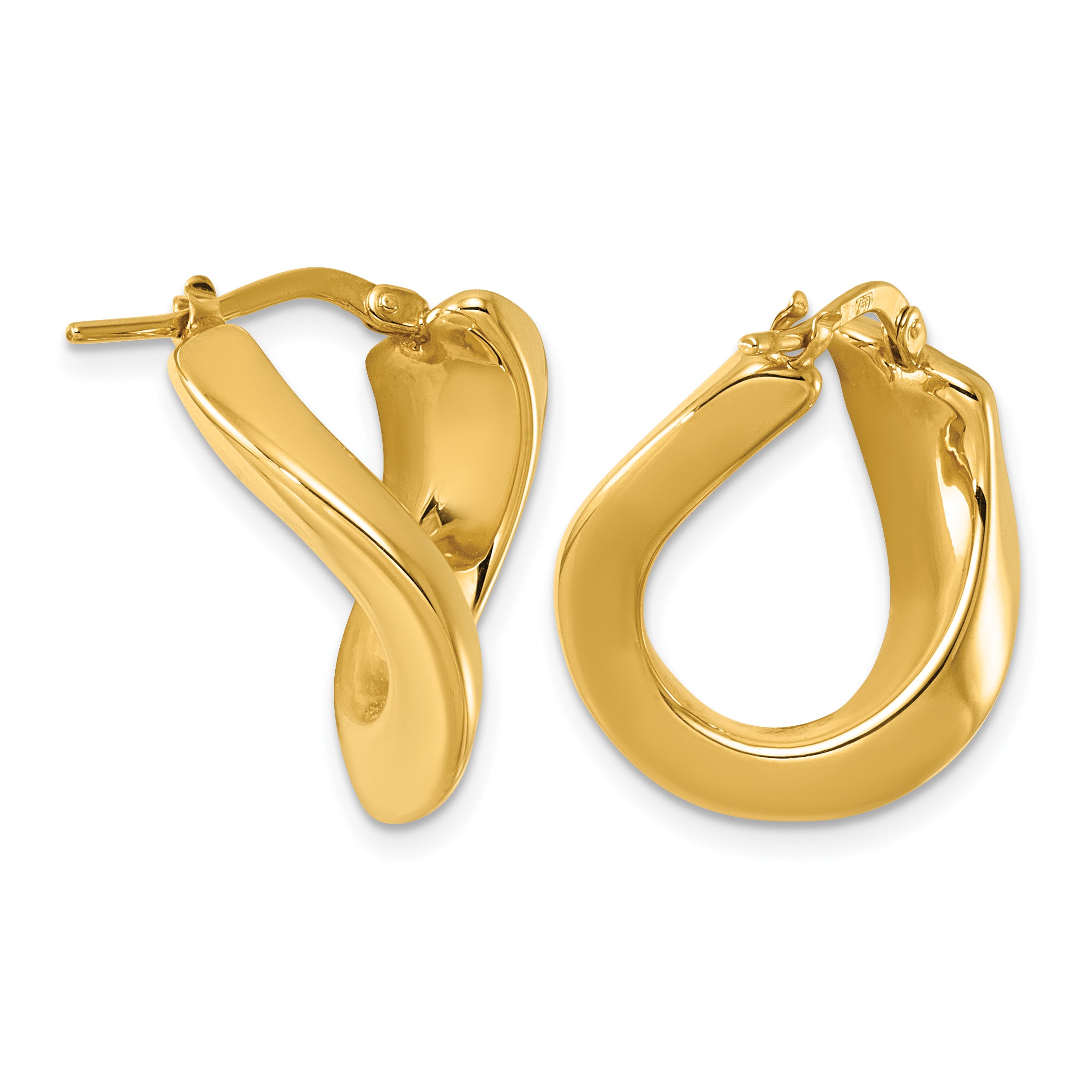 14K Yellow Gold Polished Hoop Earrings