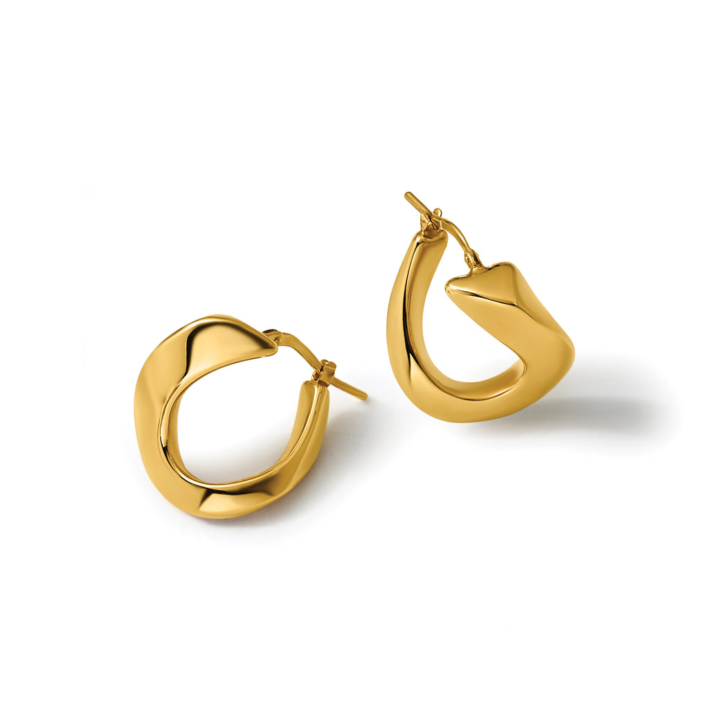 14K Yellow Gold Polished Hoop Earrings