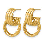 14K Yellow Gold Textured J-Hoop J-Hoop Earrings, 20.25mm