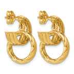 14K Yellow Gold Textured J-Hoop J-Hoop Earrings, 20.25mm