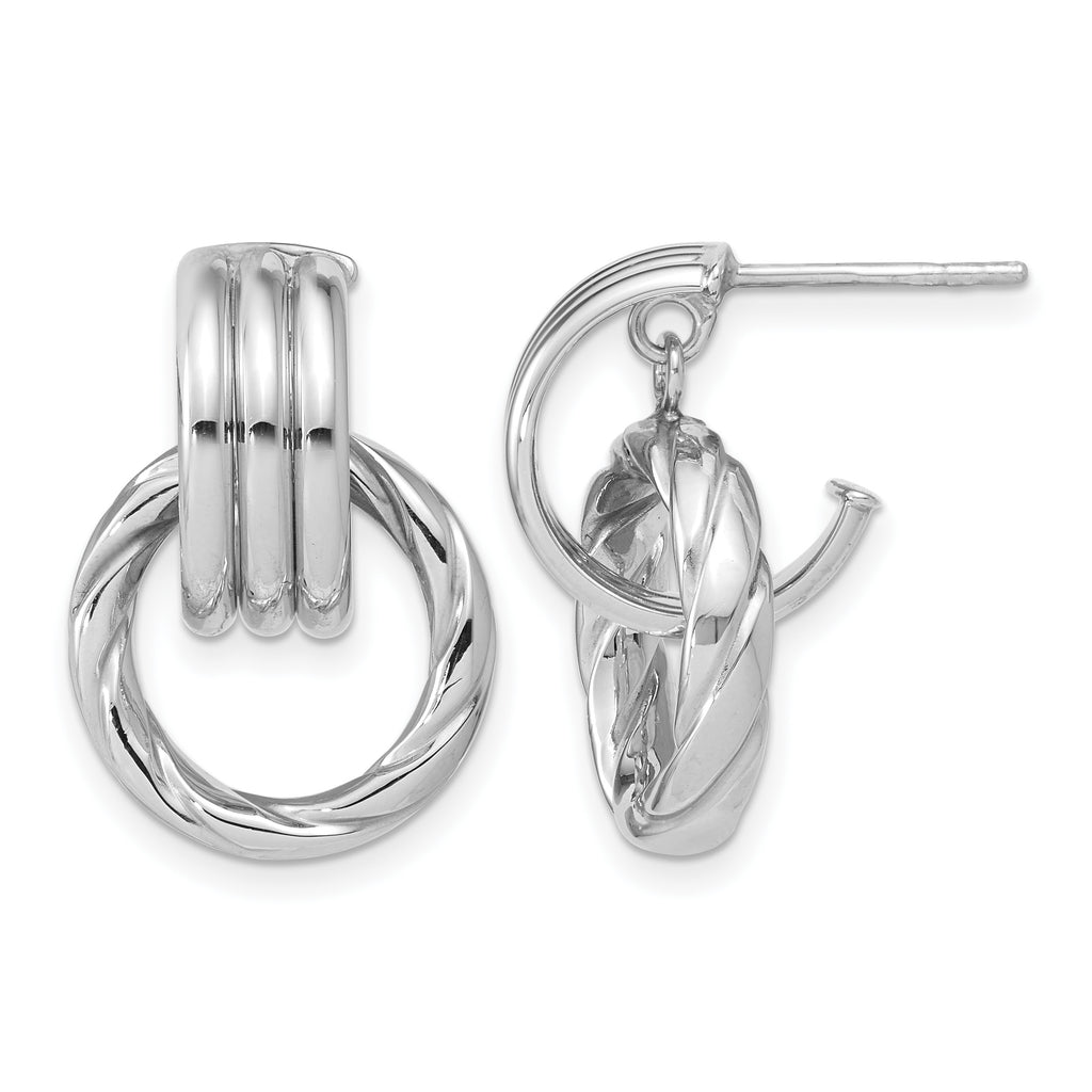 14K Yellow Gold Textured J-Hoop J-Hoop Earrings, 20.25mm