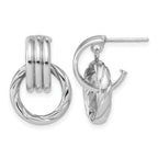 14K Yellow Gold Textured J-Hoop J-Hoop Earrings, 20.25mm