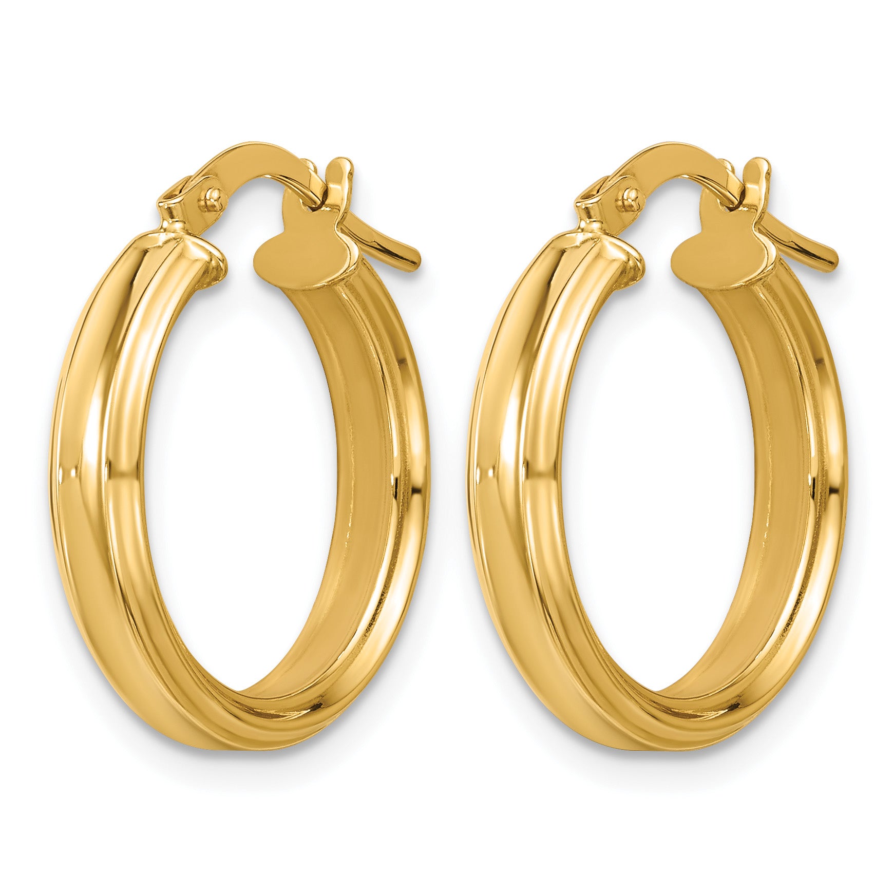14K Yellow Gold Grooved Hoop Earrings, 3.75mm Secondary image