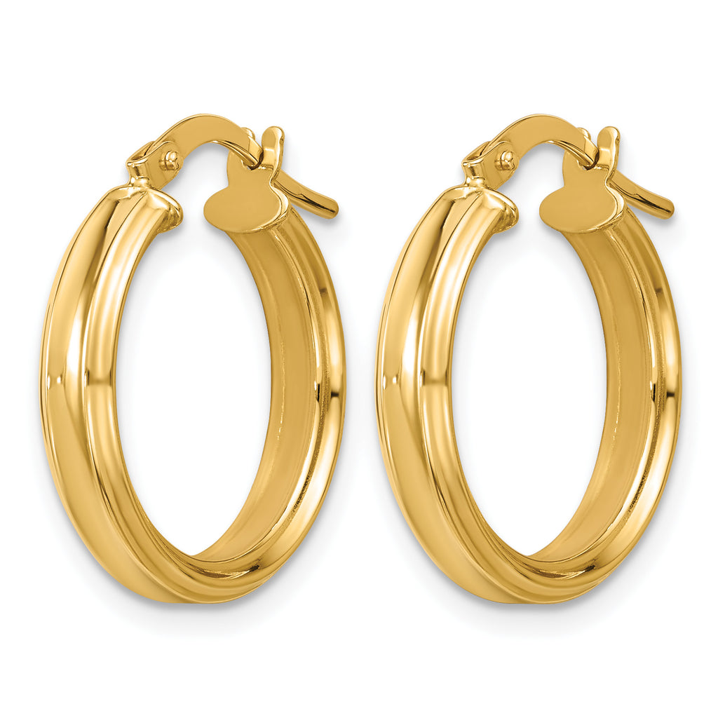 14K Yellow Gold Grooved Hoop Earrings, 3.75mm