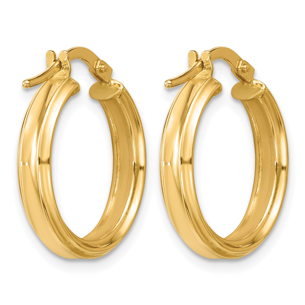14K Yellow Gold Grooved Hoop Earrings, 3.75mm