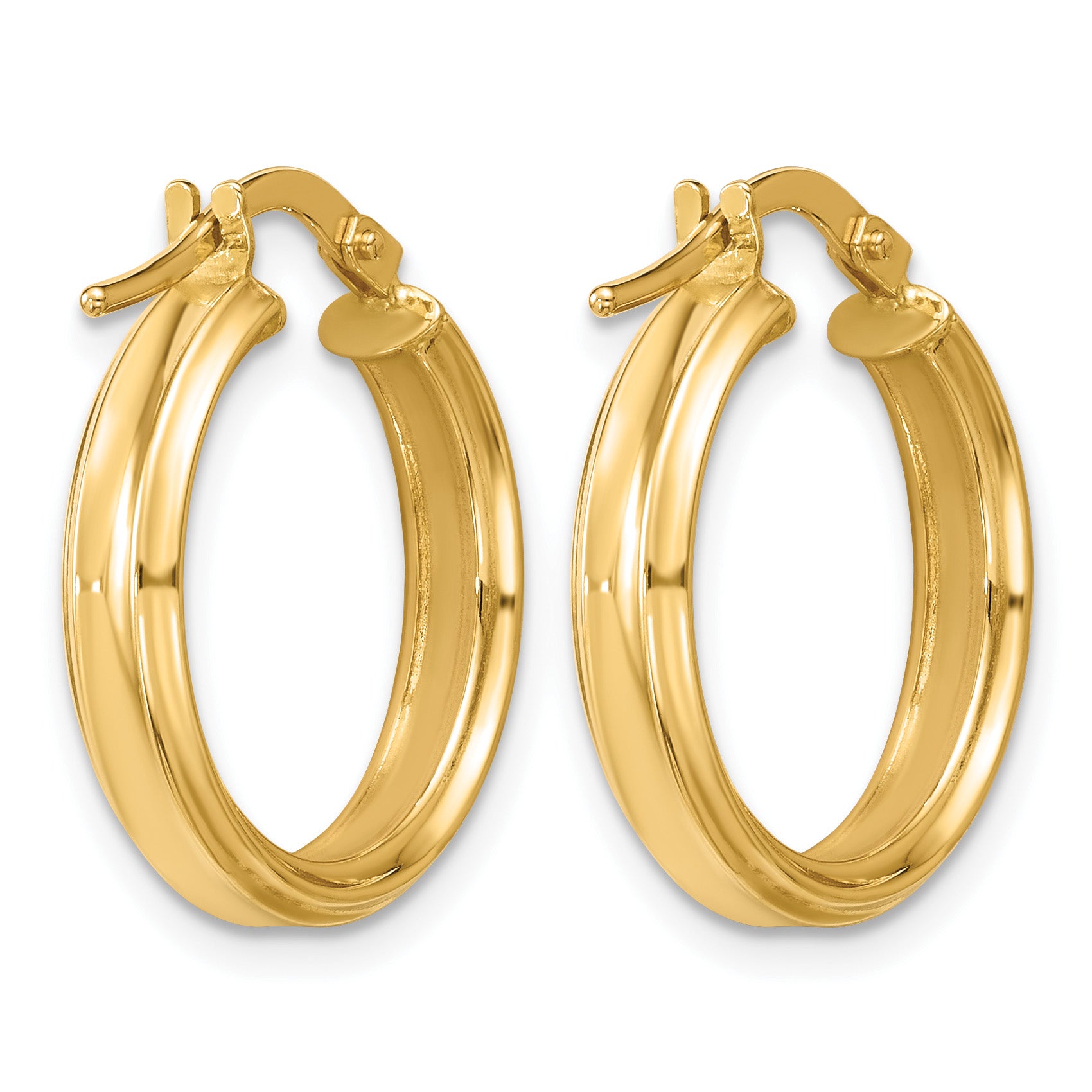 14K Yellow Gold Grooved Hoop Earrings, 3.75mm
