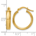 14K Yellow Gold Grooved Hoop Earrings, 3.75mm