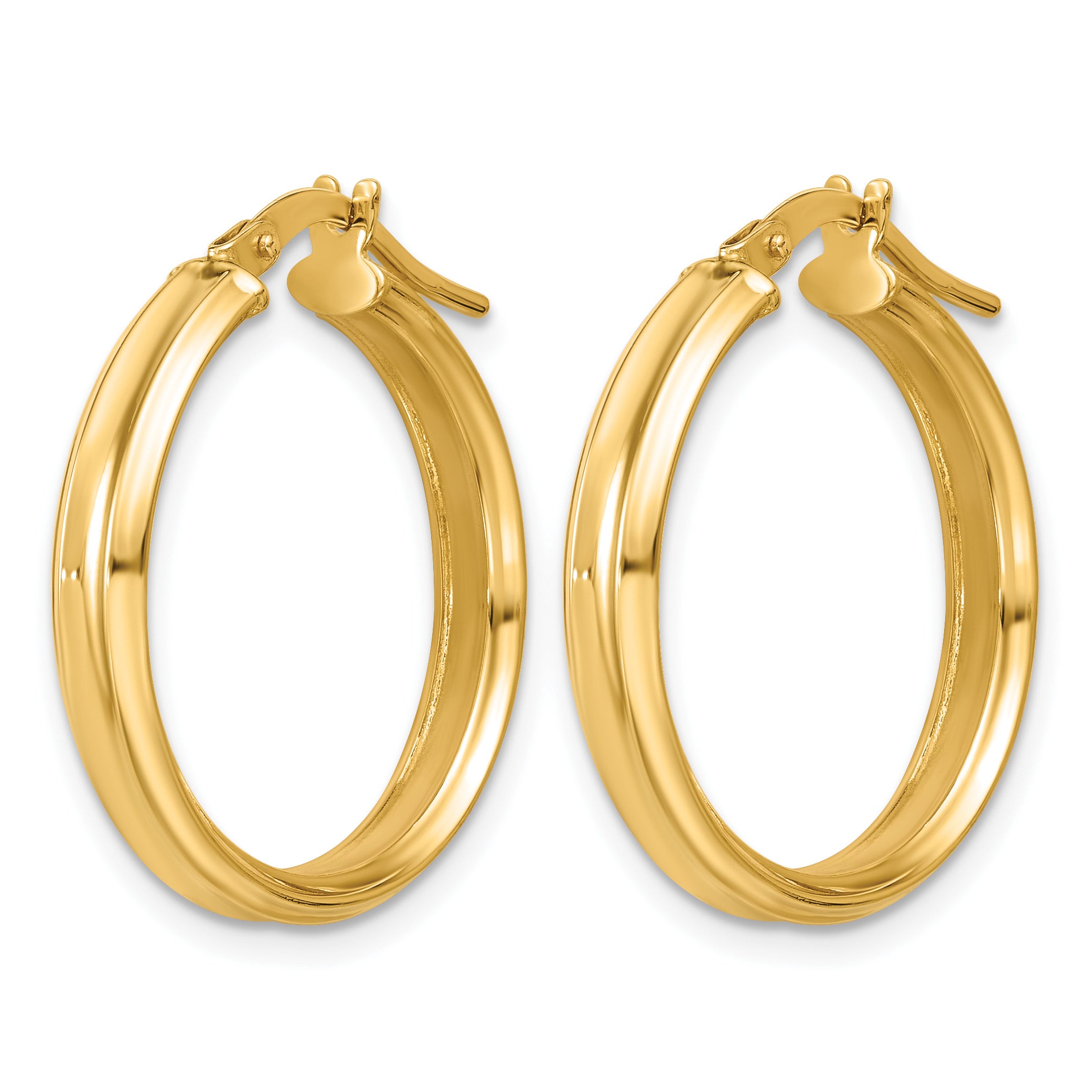 14K Yellow Gold Grooved Hoop Earrings, 3.75mm Secondary image