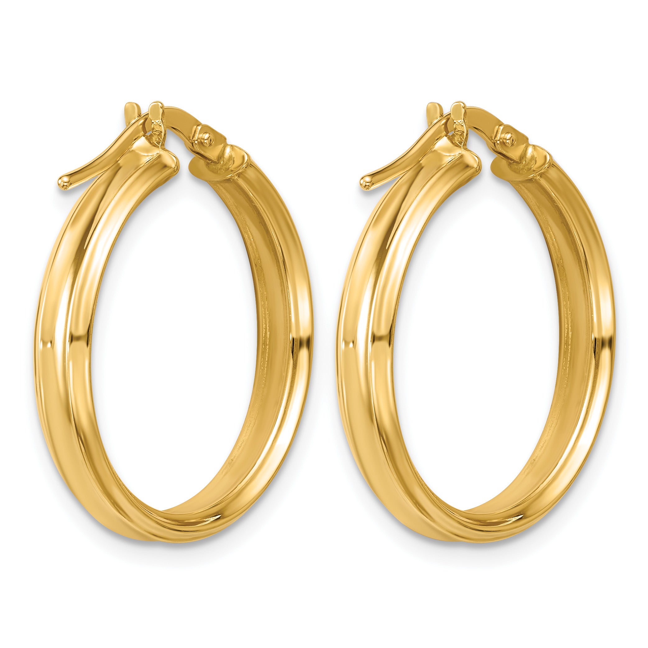14K Yellow Gold Grooved Hoop Earrings, 3.75mm
