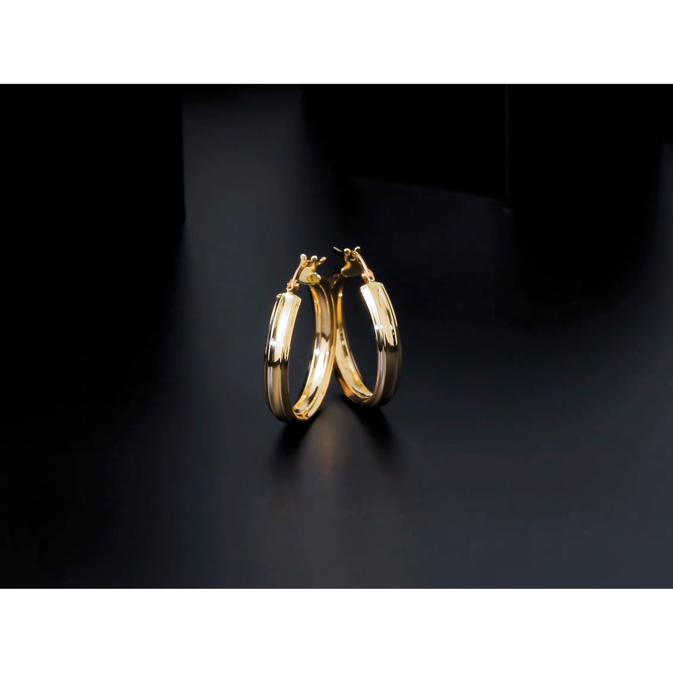 14K Yellow Gold Grooved Hoop Earrings, 3.75mm