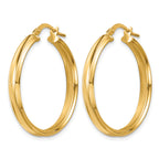 14K Yellow Gold Grooved Hoop Earrings, 3.75mm