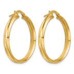 14K Yellow Gold Grooved Hoop Earrings, 3.75mm