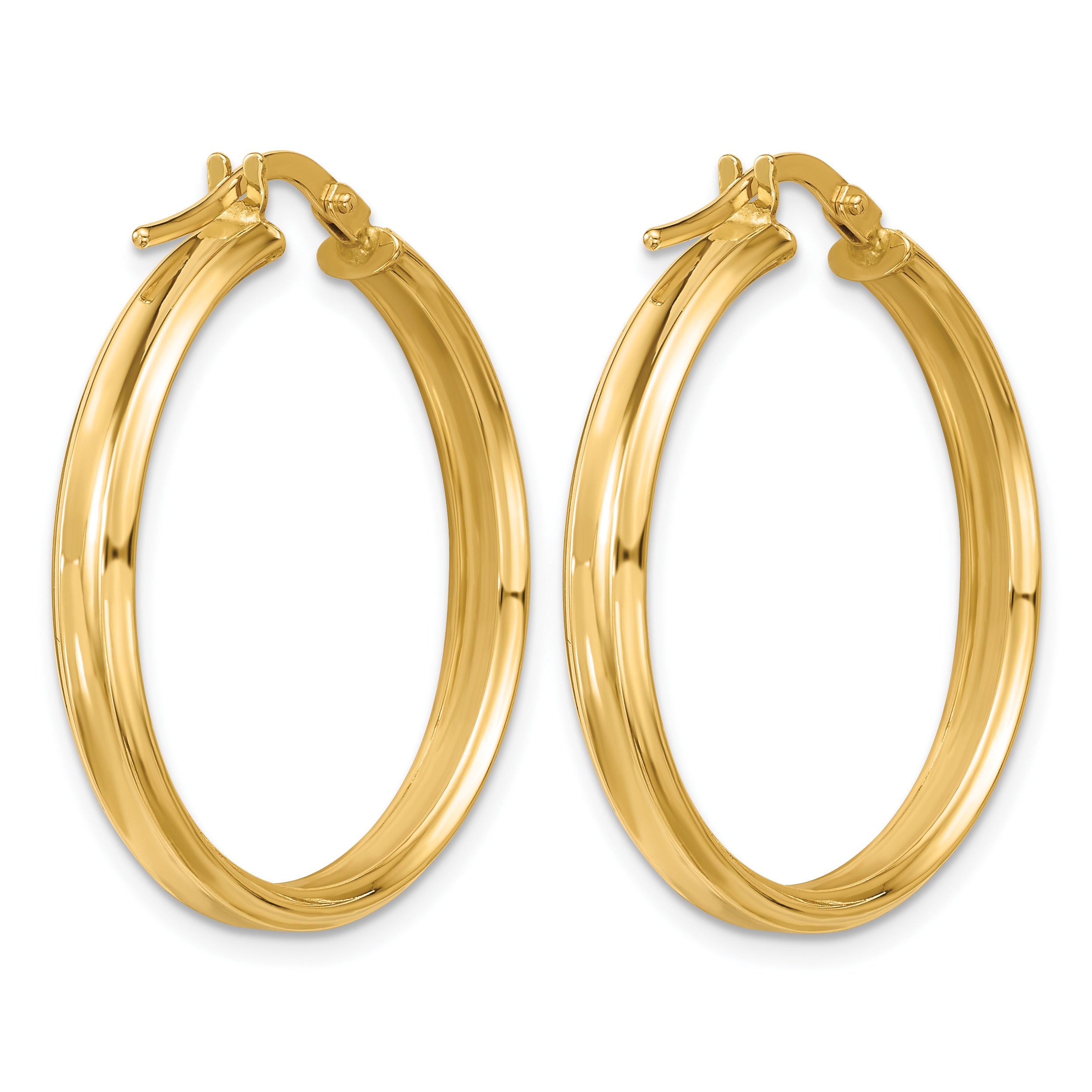 14K Yellow Gold Grooved Hoop Earrings, 3.75mm