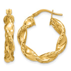 14K Yellow Gold Twisted Hoop Earrings, 4.5mm