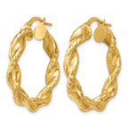 14K Yellow Gold Twisted Hoop Earrings, 4.5mm