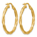 14K Yellow Gold Grooved Hoop Earrings, 3mm