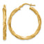 14K Yellow Gold Grooved Hoop Earrings, 3mm
