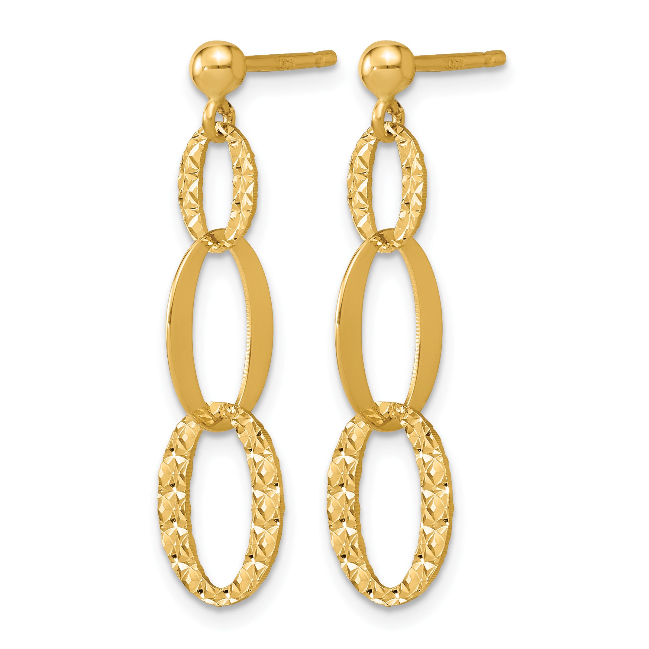 14K Yellow Gold Polished Drop Earrings, 30.25mm Main image