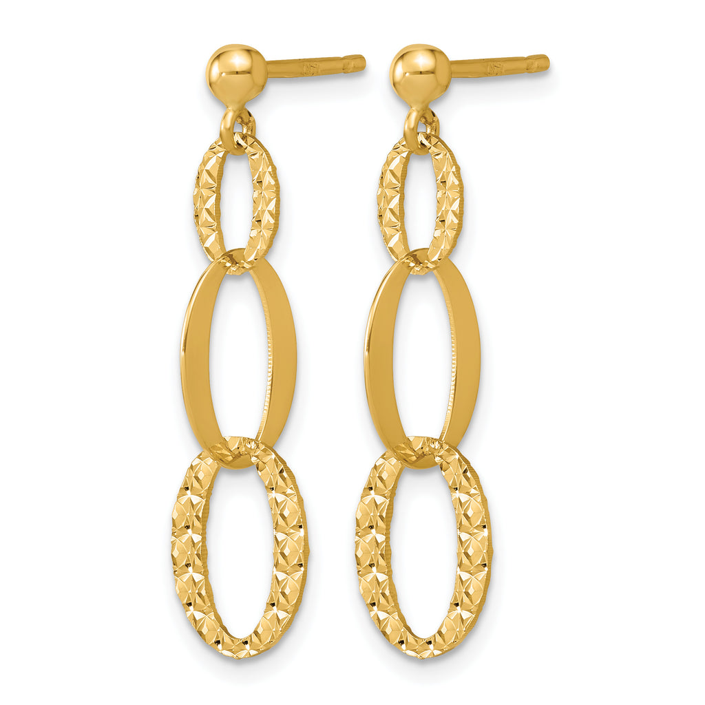 14K Yellow Gold Polished Drop Earrings, 30.25mm