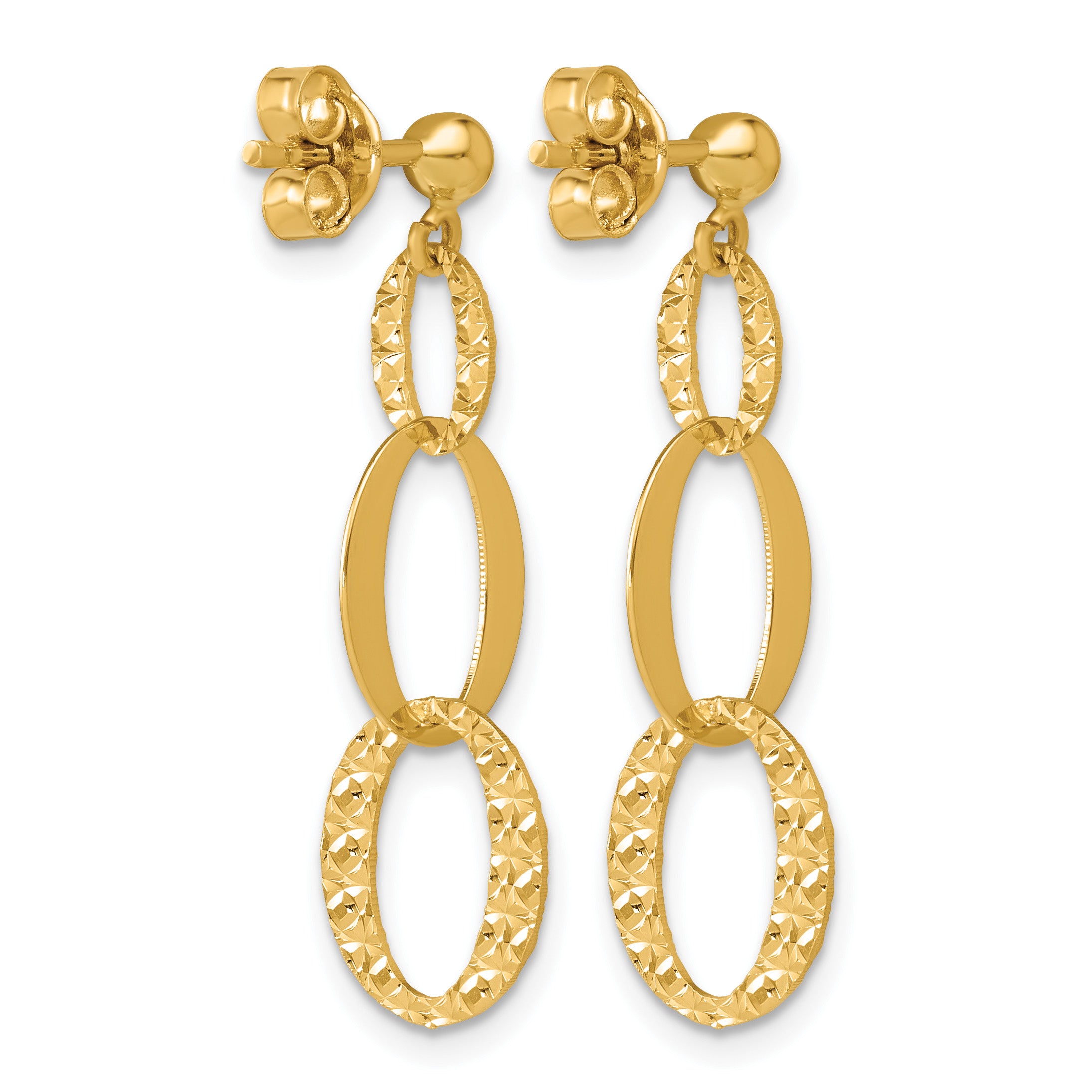 14K Yellow Gold Polished Drop Earrings, 30.25mm