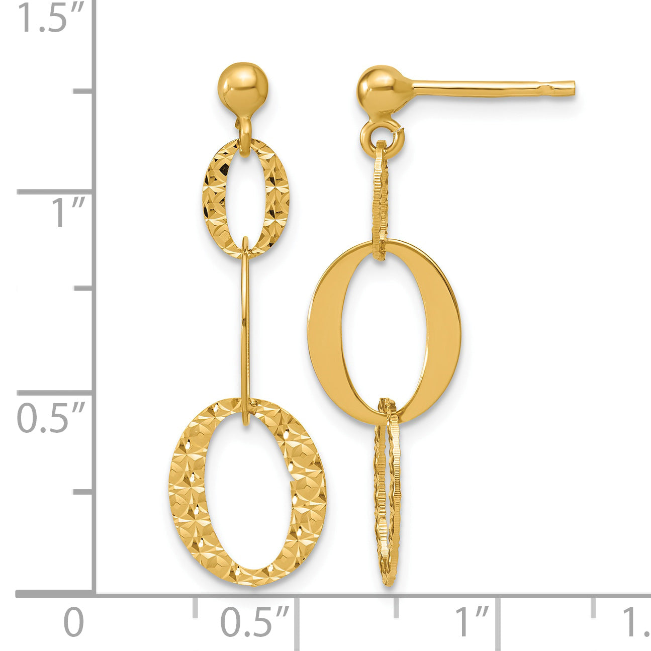 14K Yellow Gold Polished Drop Earrings, 30.25mm