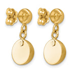 14K Yellow Gold Puffed Brushed & Polished Drop Earrings, 21.5mm