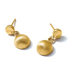 14K Yellow Gold Puffed Brushed & Polished Drop Earrings, 21.5mm