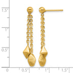 14K Yellow Gold Brushed & Polished Drop Earrings, 35mm
